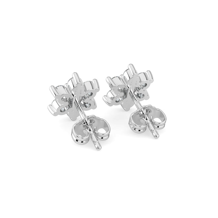 Elegant Multi-Diamond Starburst Snowflake Stud Earrings in 18K White Gold