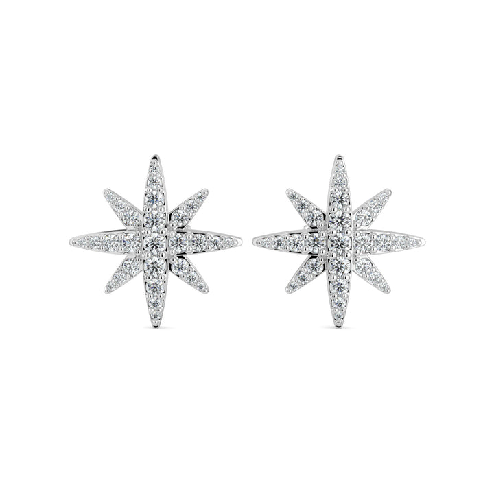 Luxurious Star-Inspired Diamond Earrings In 18K White Gold