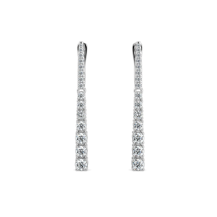 Tapered Sleek Timeless Diamond Drop Line Dangle Earrings In 18K White Gold