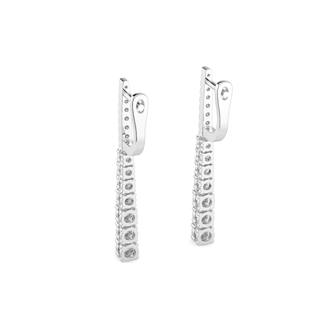Tapered Sleek Timeless Diamond Drop Line Dangle Earrings In 18K White Gold