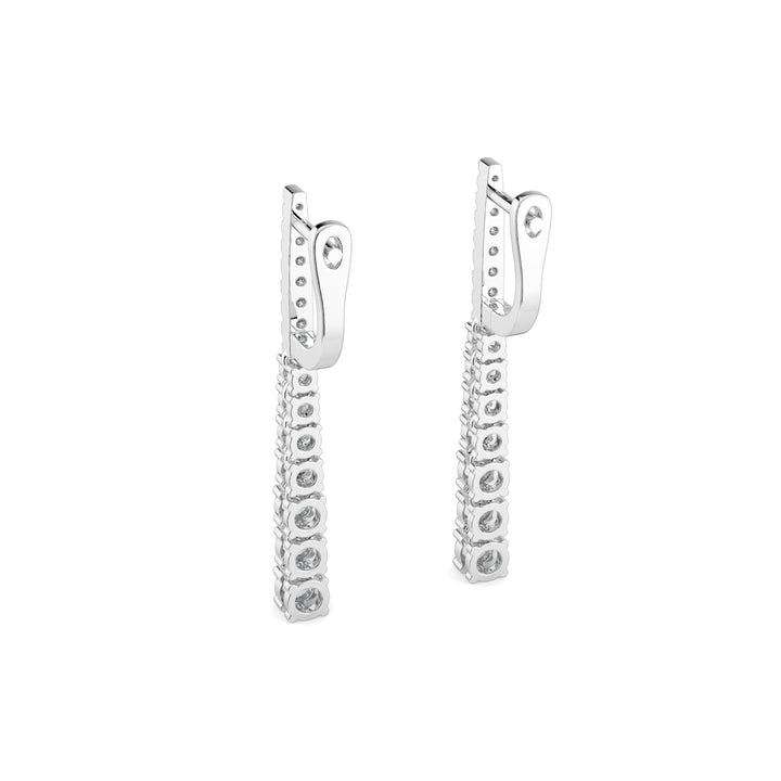 Tapered Sleek Timeless Diamond Drop Line Dangle Earrings In 18K White Gold