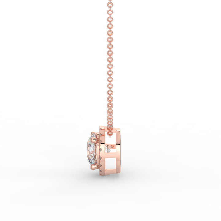Halo Diamond Necklace 18K Rose Gold