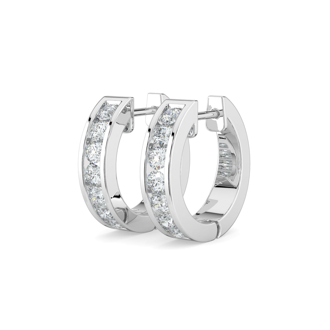 Channel-Set Perfection: Dazzling Diamond Hoops In 18K White Gold