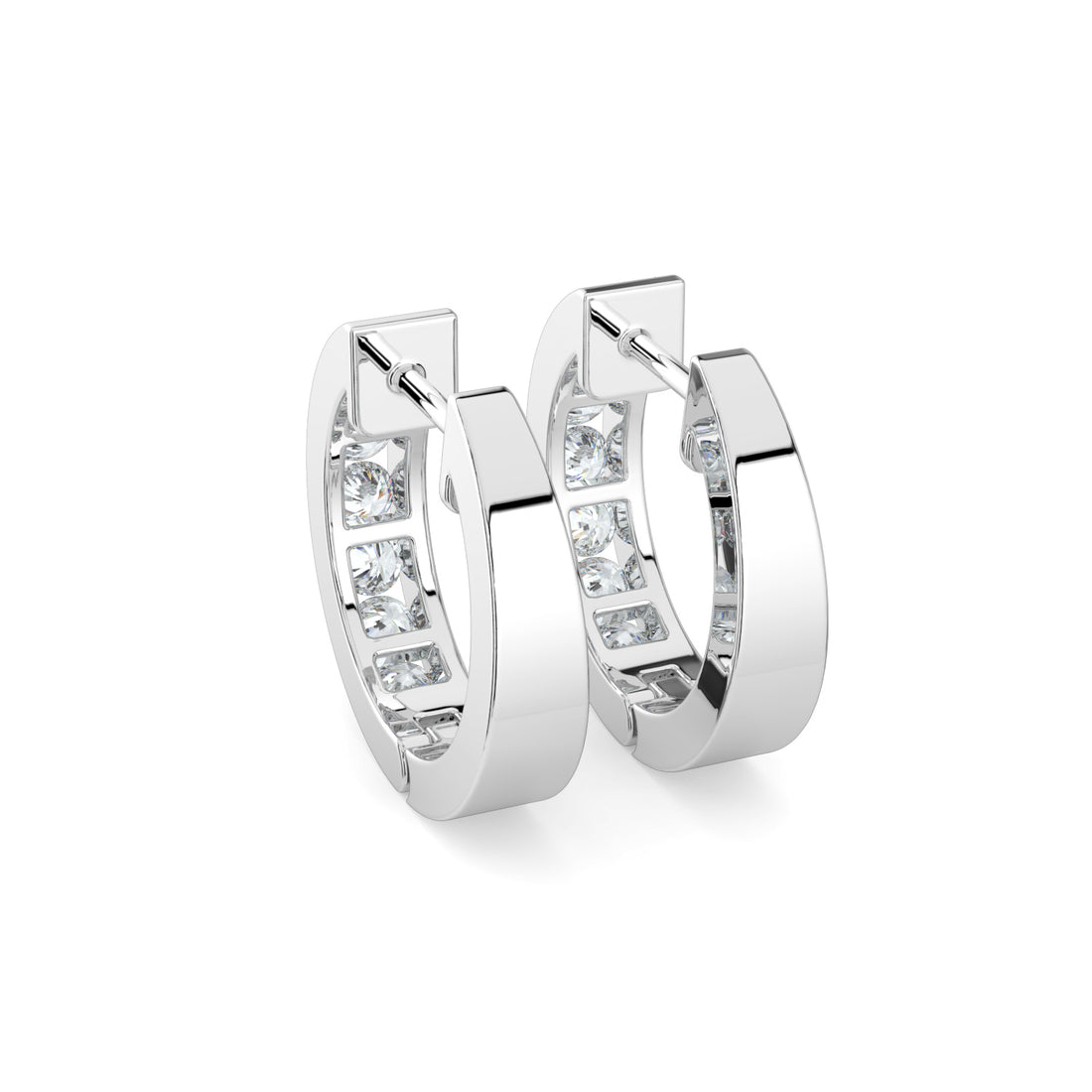Channel-Set Perfection: Dazzling Diamond Hoops In 18K White Gold