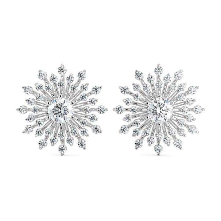 Opulent Starflower Diamond Earrings in 18K White Gold