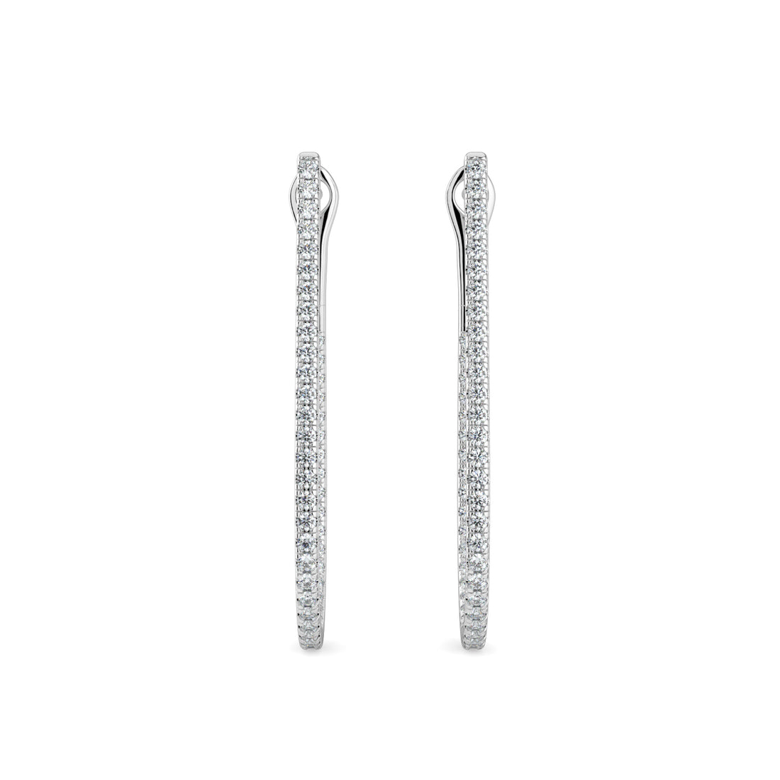 Elegant Teardrop Pave Oval Diamond Hoop Earrings In 18K White Gold