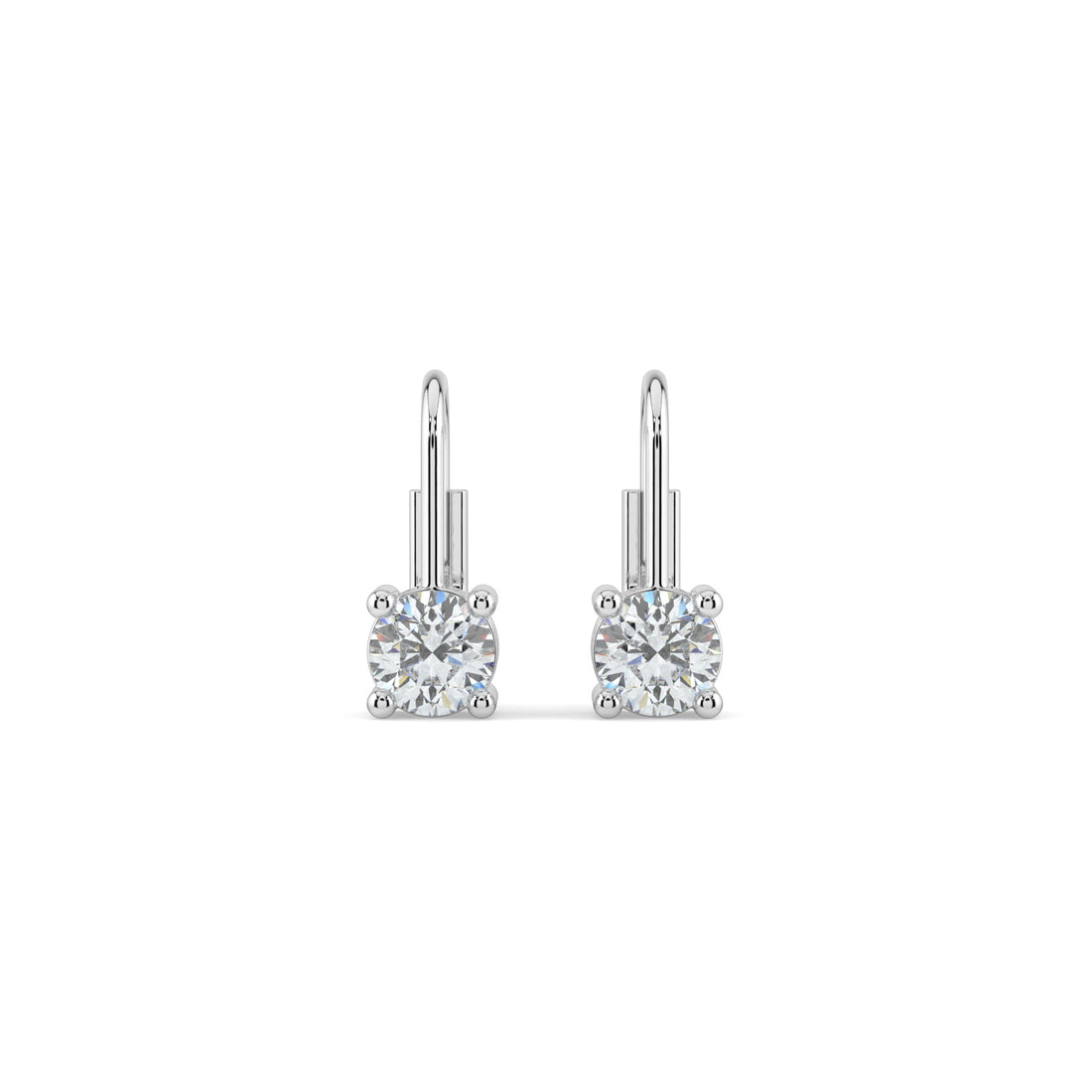 Elegant Twist Solitaire Sparkle Single Stone Hoops In 18K White Gold