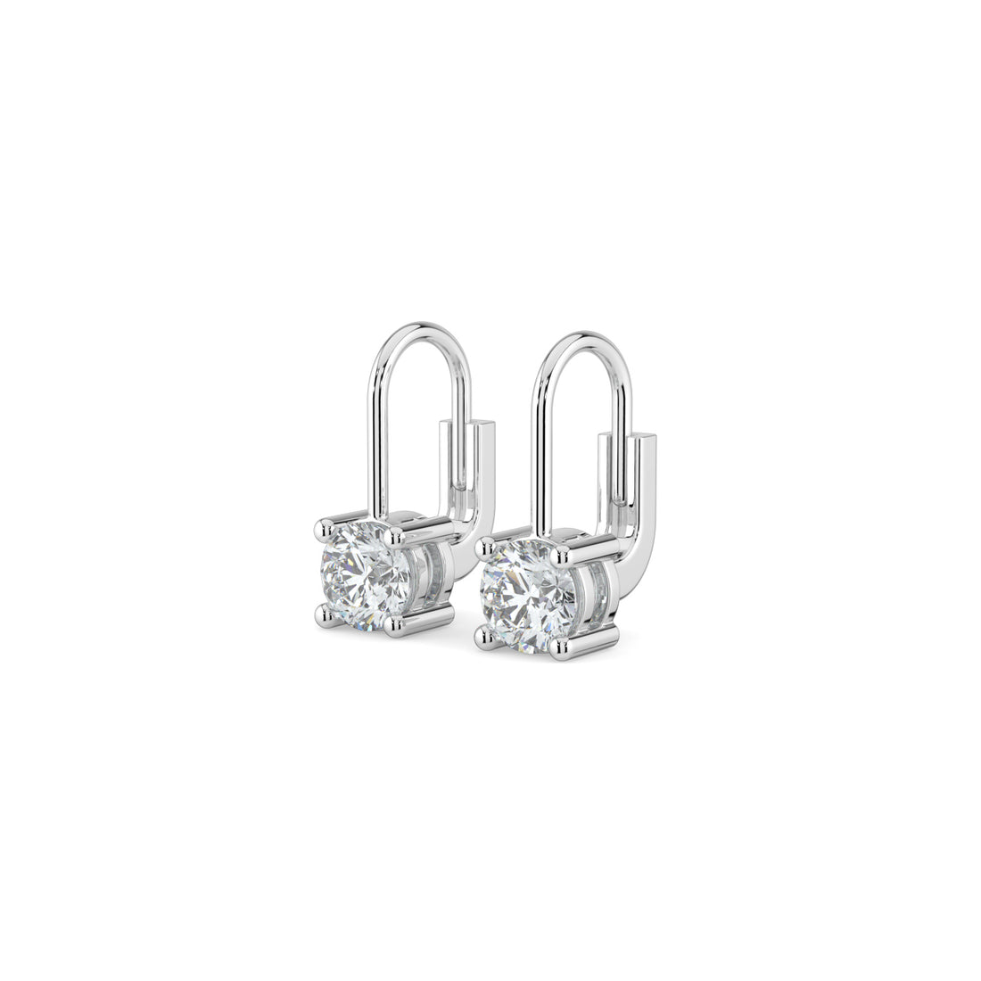 Elegant Twist Solitaire Sparkle Single Stone Hoops In 18K White Gold