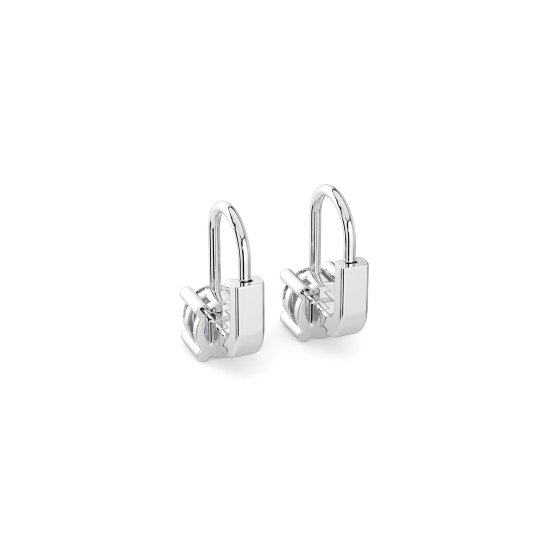 Elegant Twist Solitaire Sparkle Single Stone Hoops In 18K White Gold