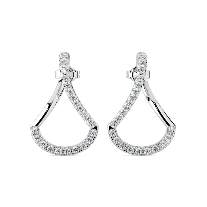 Twinkling Teardrop Diamond Hoop Earrings In 18K White Gold