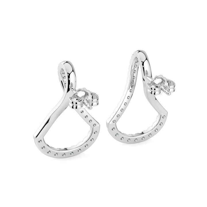 Twinkling Teardrop Diamond Hoop Earrings In 18K White Gold