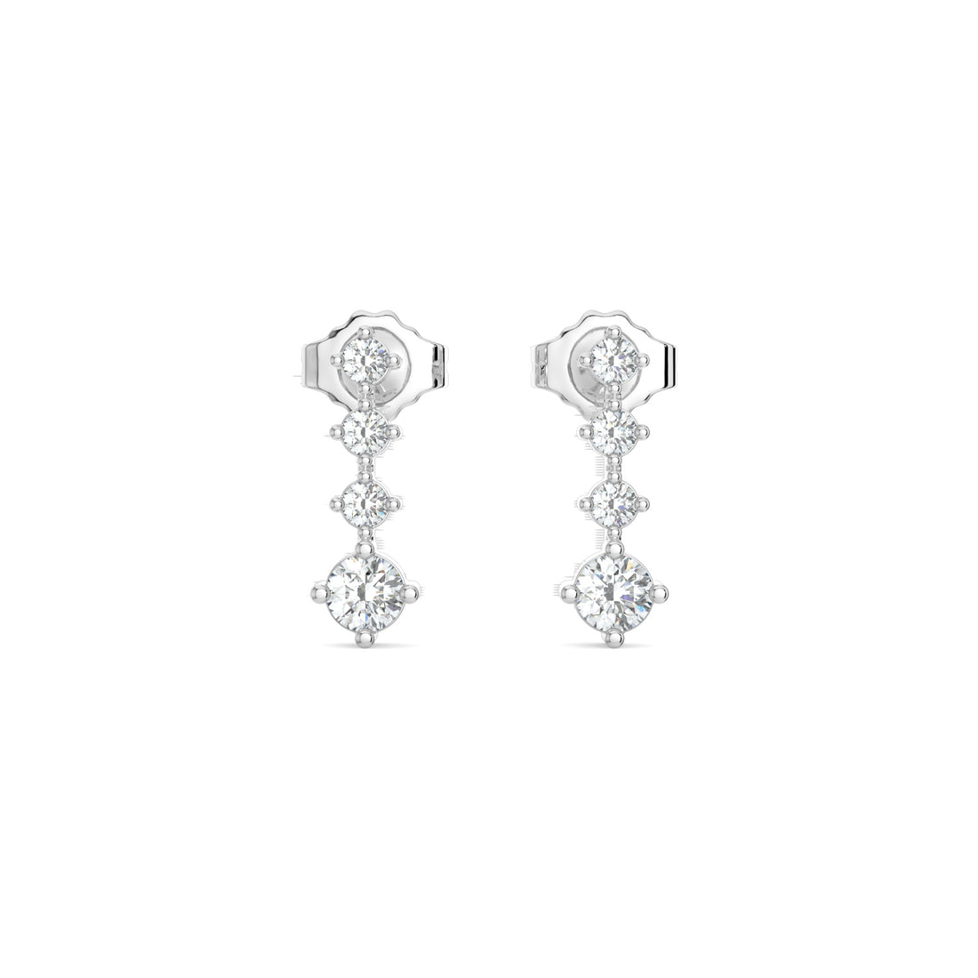 Classic Four-Stone Diamond Drop Earrings for Everyday Elegance In 18K White Gold