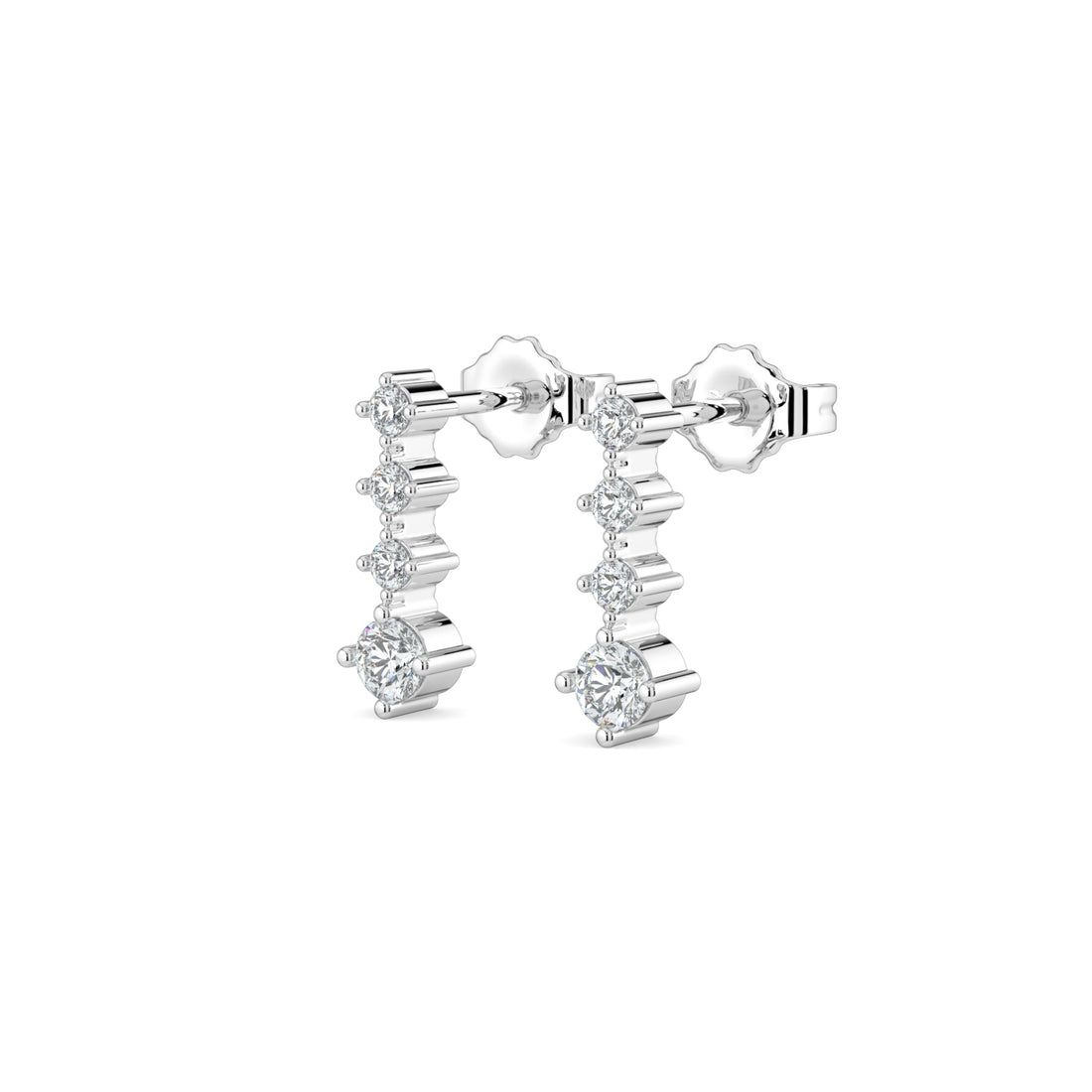 Classic Four-Stone Diamond Drop Earrings for Everyday Elegance In 18K White Gold