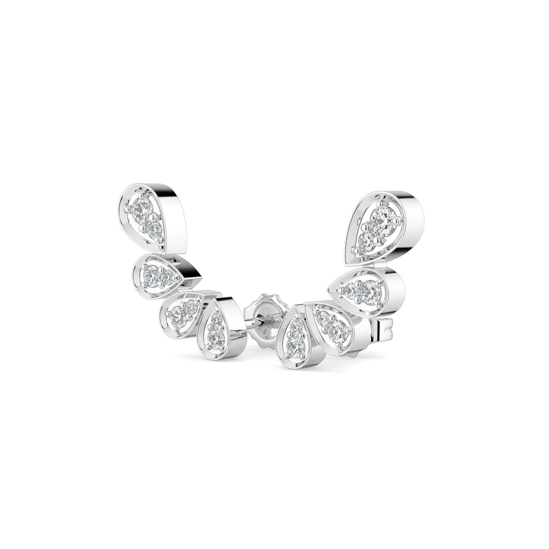 Elegant Layered Pear-Angle Wings Shaped Multi-Drop Diamond Earrings In 18K White Gold