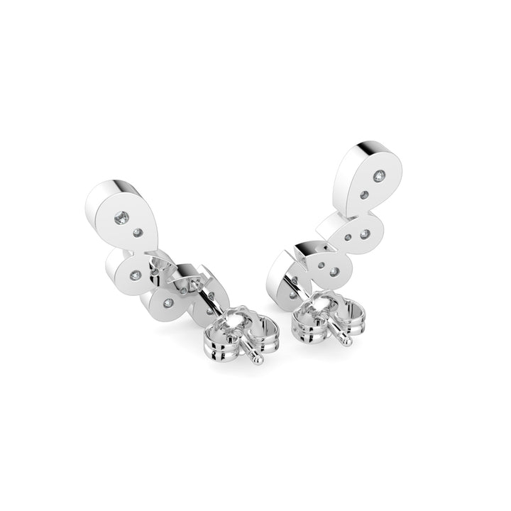 Elegant Layered Pear-Angle Wings Shaped Multi-Drop Diamond Earrings In 18K White Gold