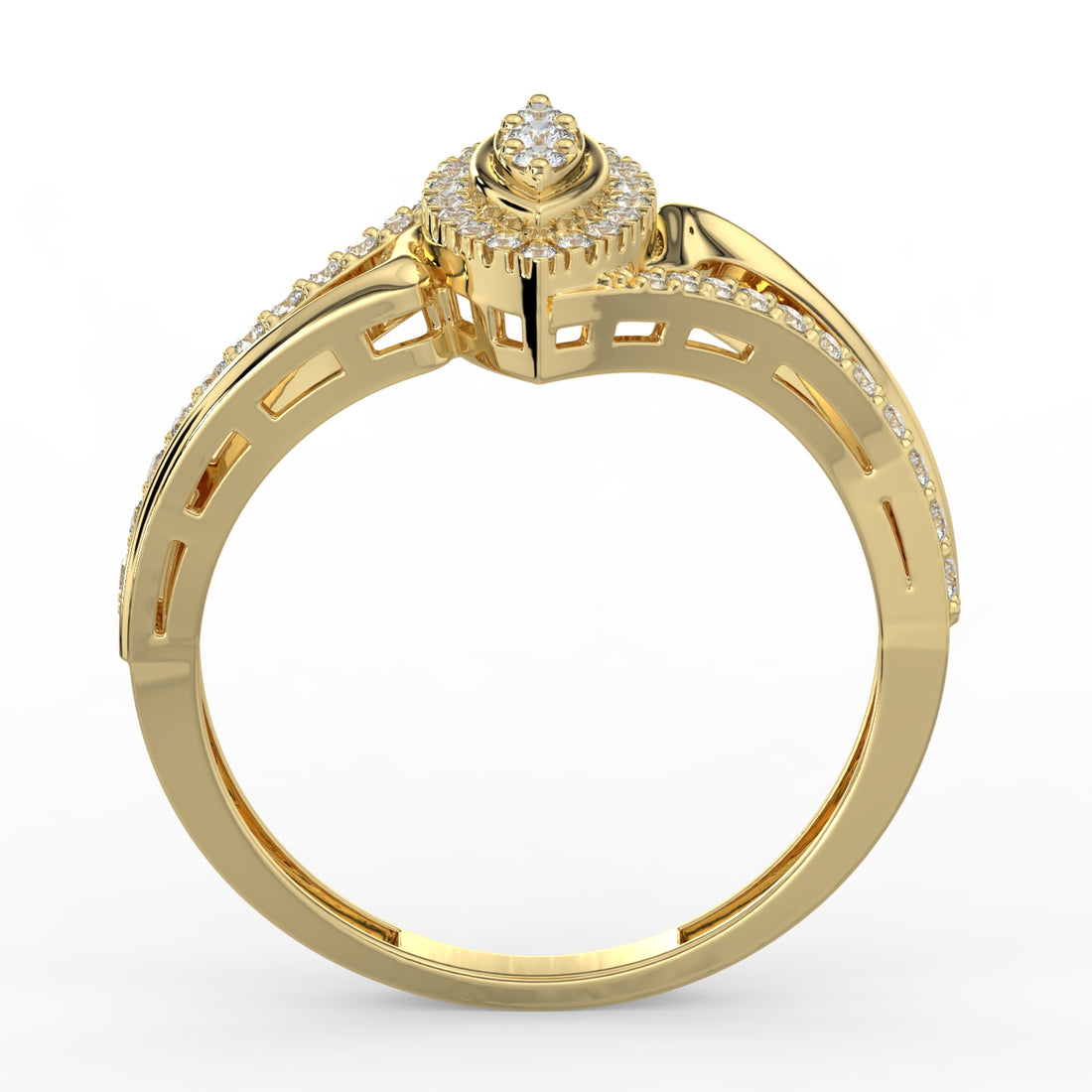 Marquise Bloom Diamond Ring 9K Yellow Gold