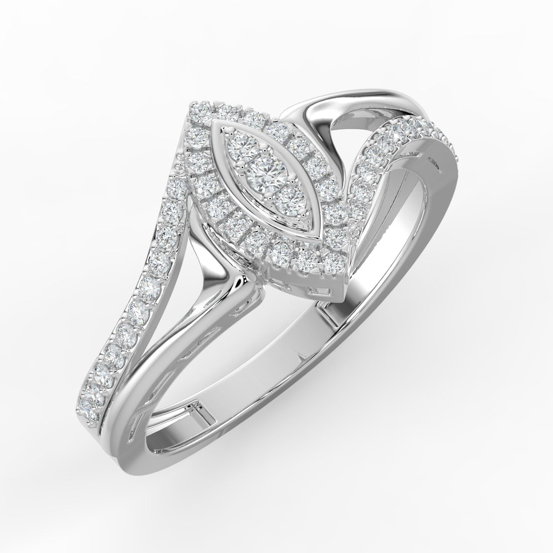 Marquise Bloom Diamond Ring 18K White Gold