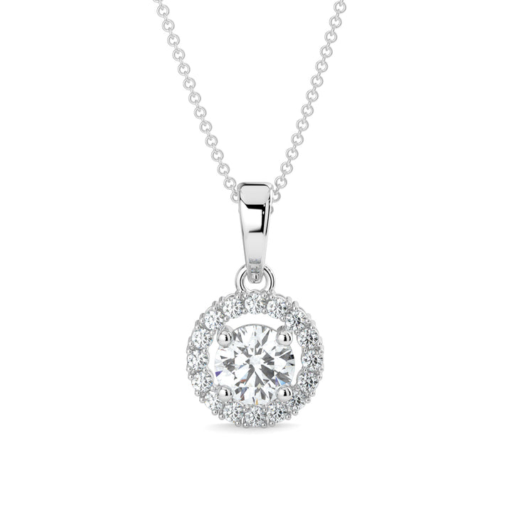 Halo Diamond Necklace 18K White Gold