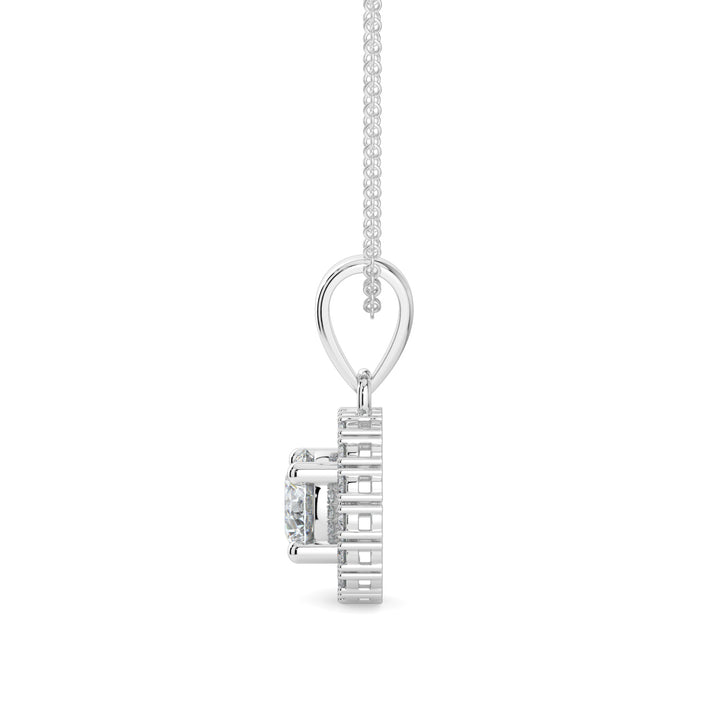 Halo Diamond Necklace 18K White Gold
